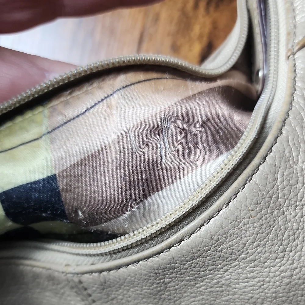 TIGNANELLO‎ | Taupe Metallic Leather Hobo Bag With Cutout Accents And Pockets